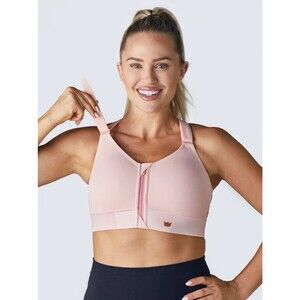 SHEFIT Flex Sports Bra 6Luxe Blush Pink Zip Front Medium Impact